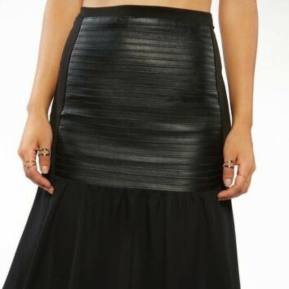 EDESSA New SKIRT Black Leather/Georgette Women's M 🎉HP🎉 - Picture 3 of 16